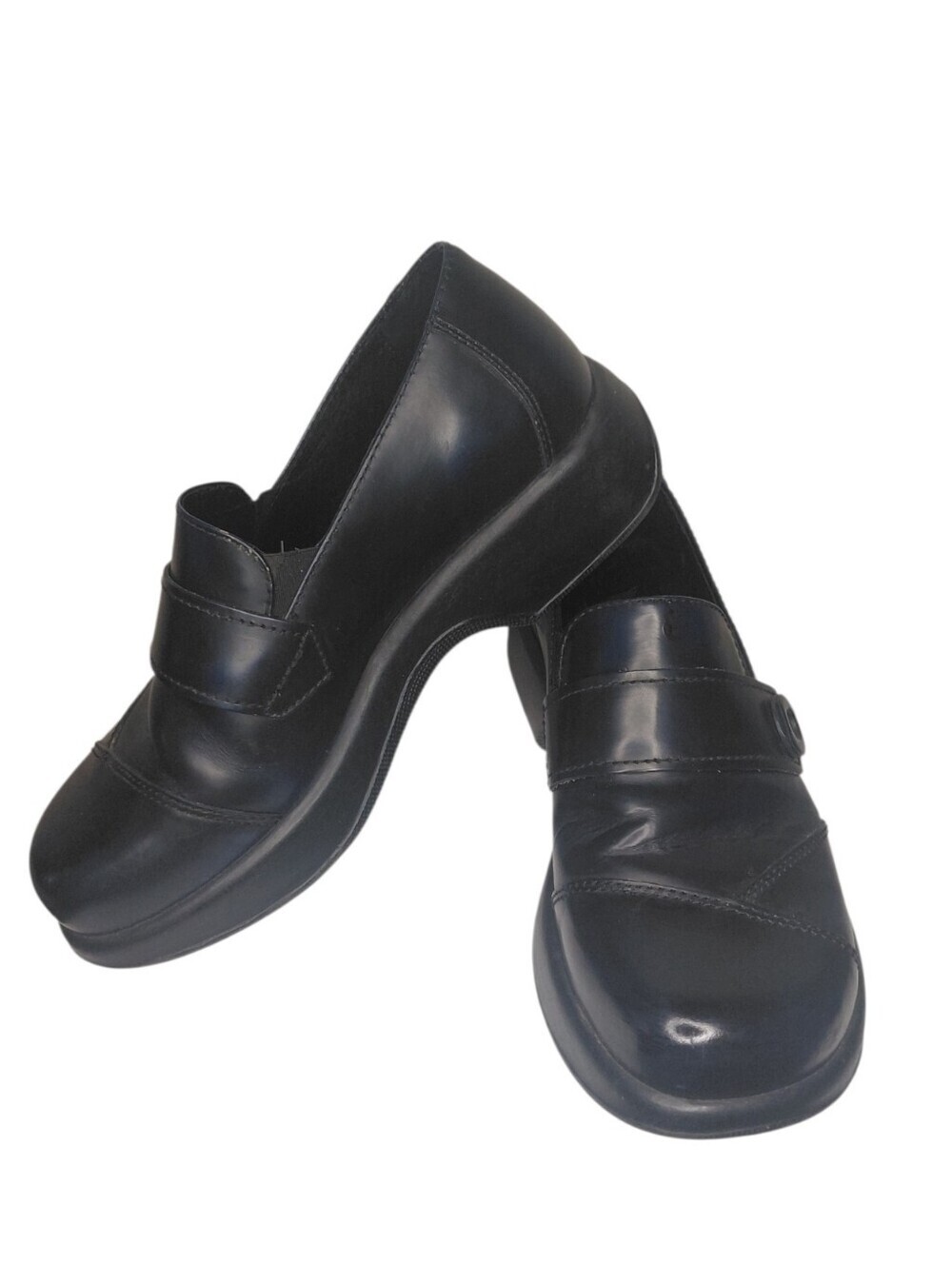 Vintage Y2K Dansko Women's Blue-Black Slip-On Chunky Comfort Loafer Size 10